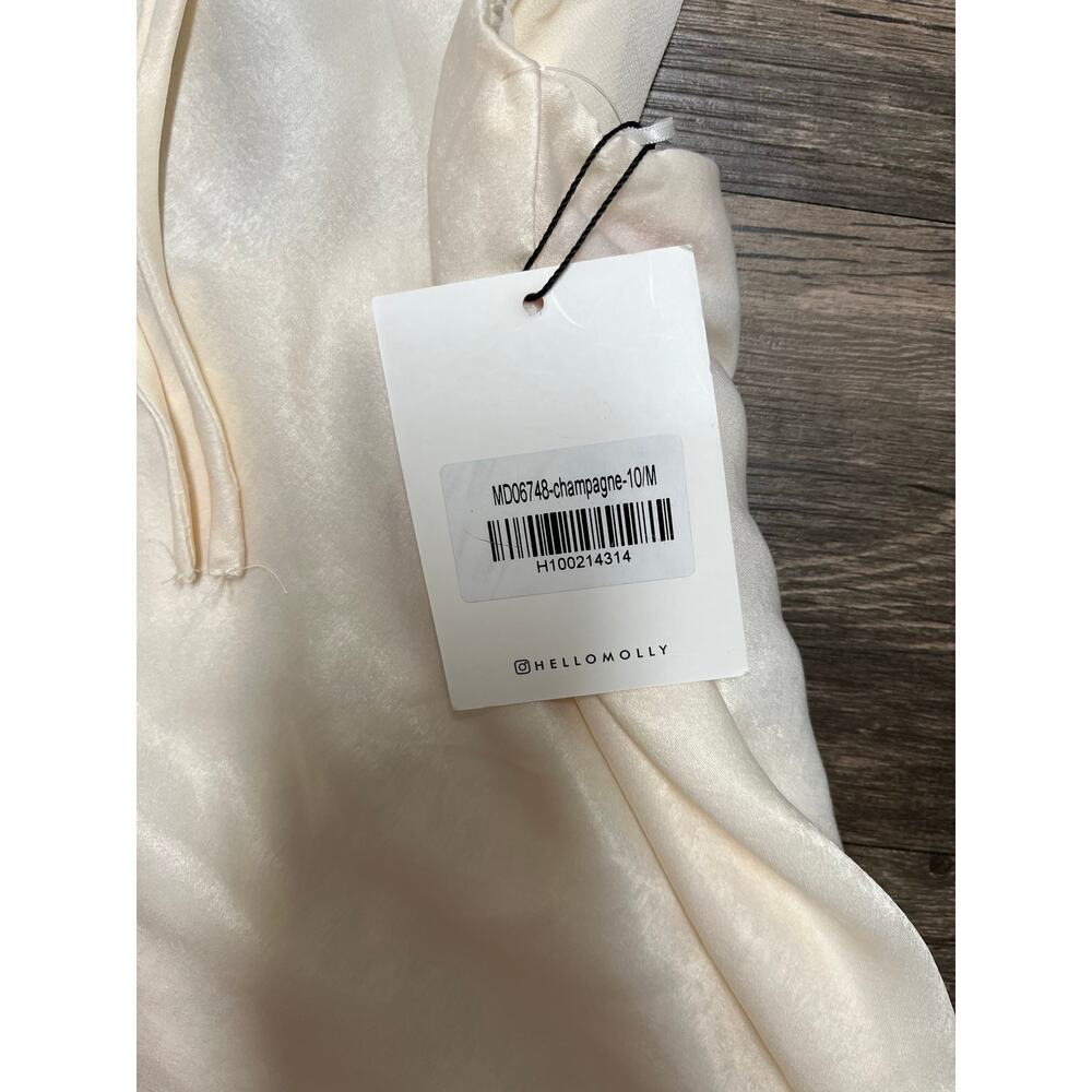 Hello Molly Champagne Satin Maxi Dress Magic In Her Vibe Open Back M Coquette - Picture 6 of 10